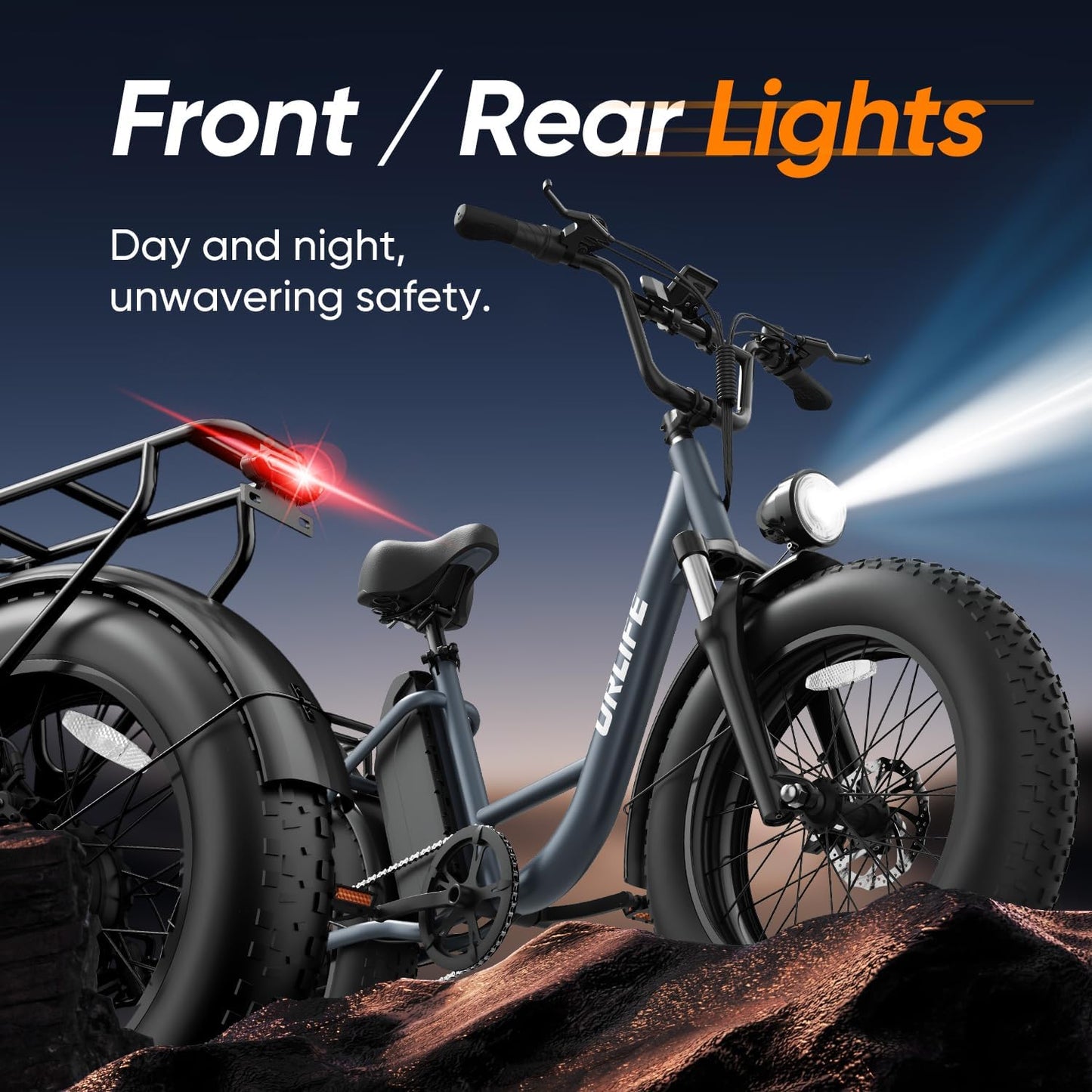 20" Fat Tire Electric Bike for Adults, Removable Battery, 7-Speed E-Bike with Color LCD Display, Mountain
