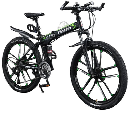 Folding Mountain Bike – 21/24/27/30 Speed Carbon Steel MTB