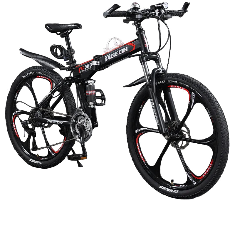 Folding Mountain Bike – 21/24/27/30 Speed Carbon Steel MTB