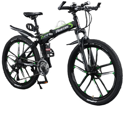 Folding Mountain Bike – 21/24/27/30 Speed Carbon Steel MTB