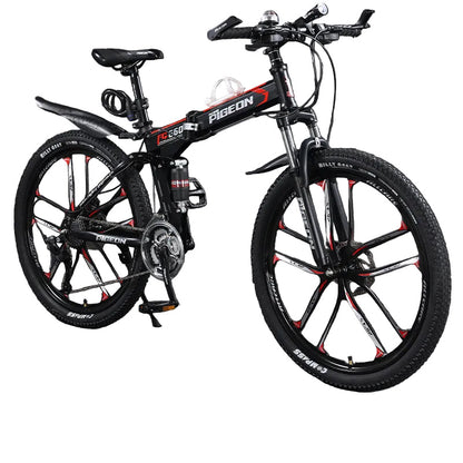 Folding Mountain Bike – 21/24/27/30 Speed Carbon Steel MTB