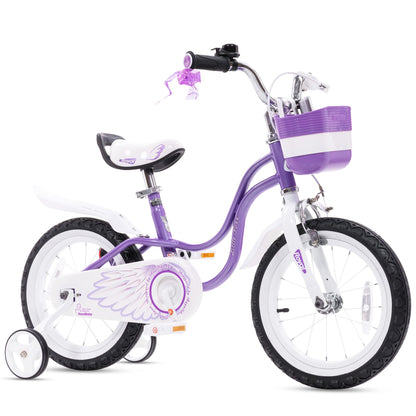 RoyalBaby Princess Kids Bike 14 Inch – Purple Bicycle with Training Wheels & Basket