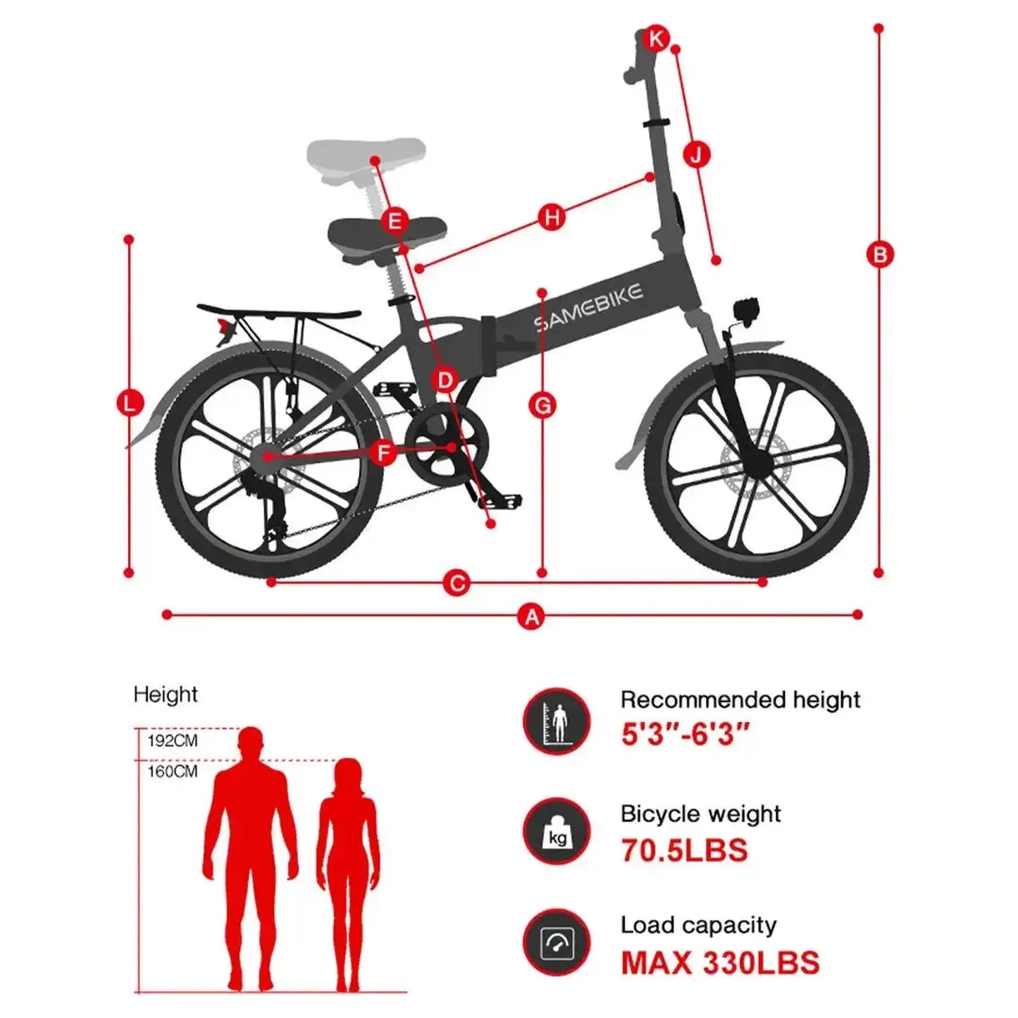 SAMEBIKE 20LVXD30-II Folding Electric Mini Bike