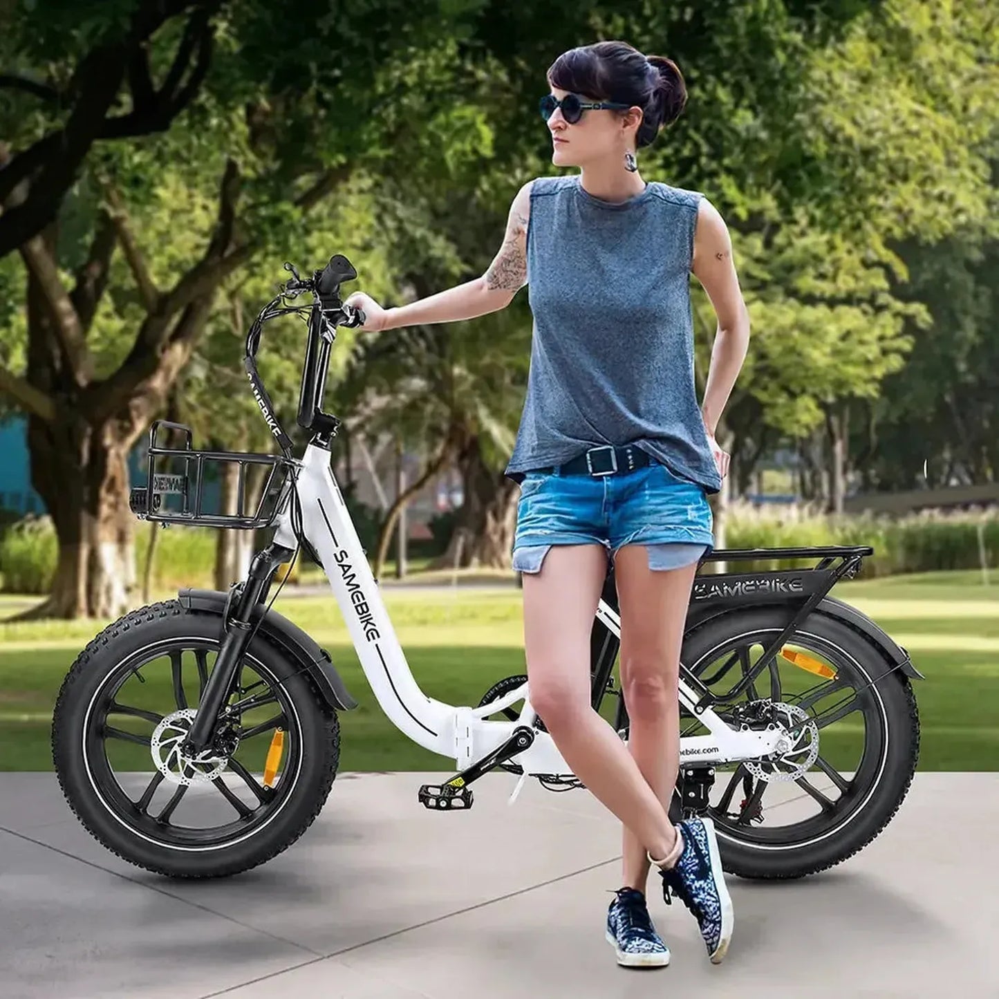 SAMEBIKE C05 Pro Step-through Foldable Fat Tire Ebike