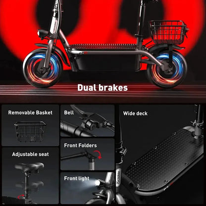 ISCOOTER F2 Electric Scooter with Seat