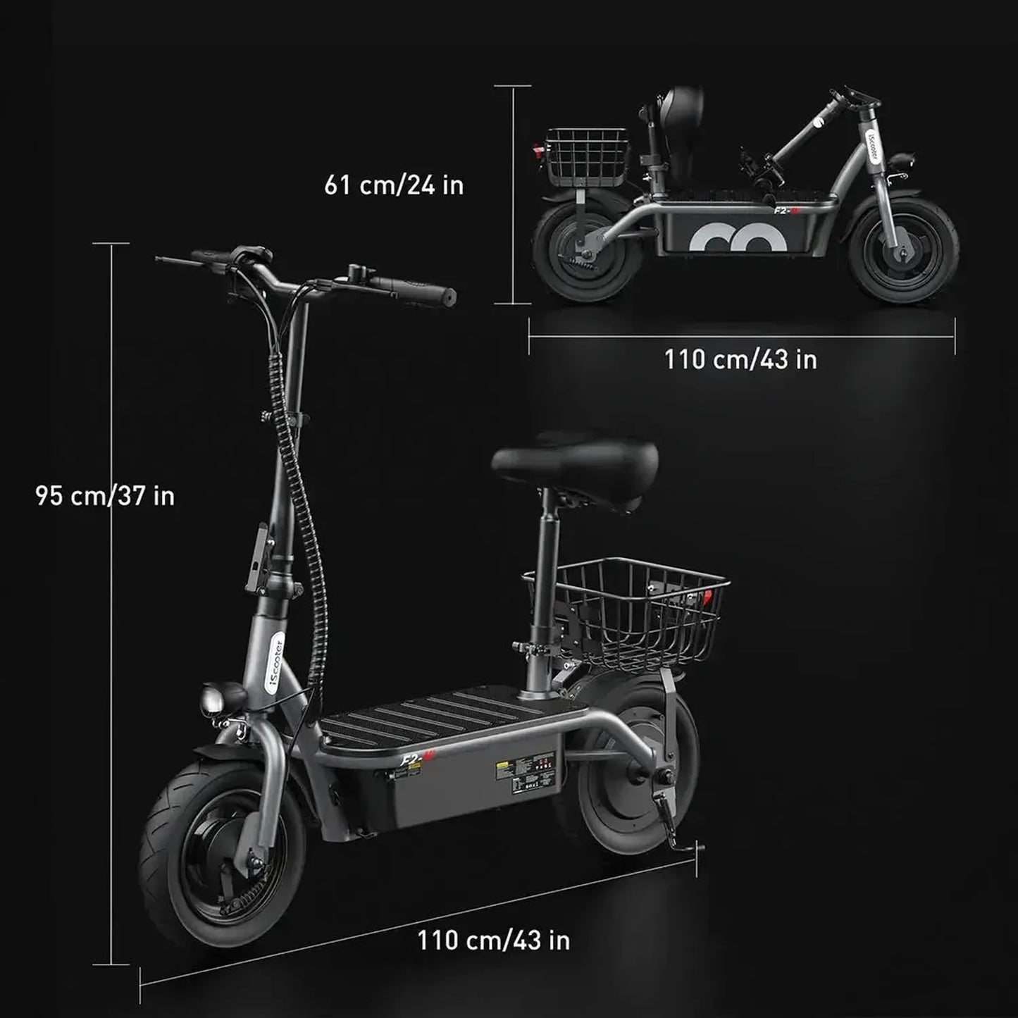 ISCOOTER F2 Electric Scooter with Seat