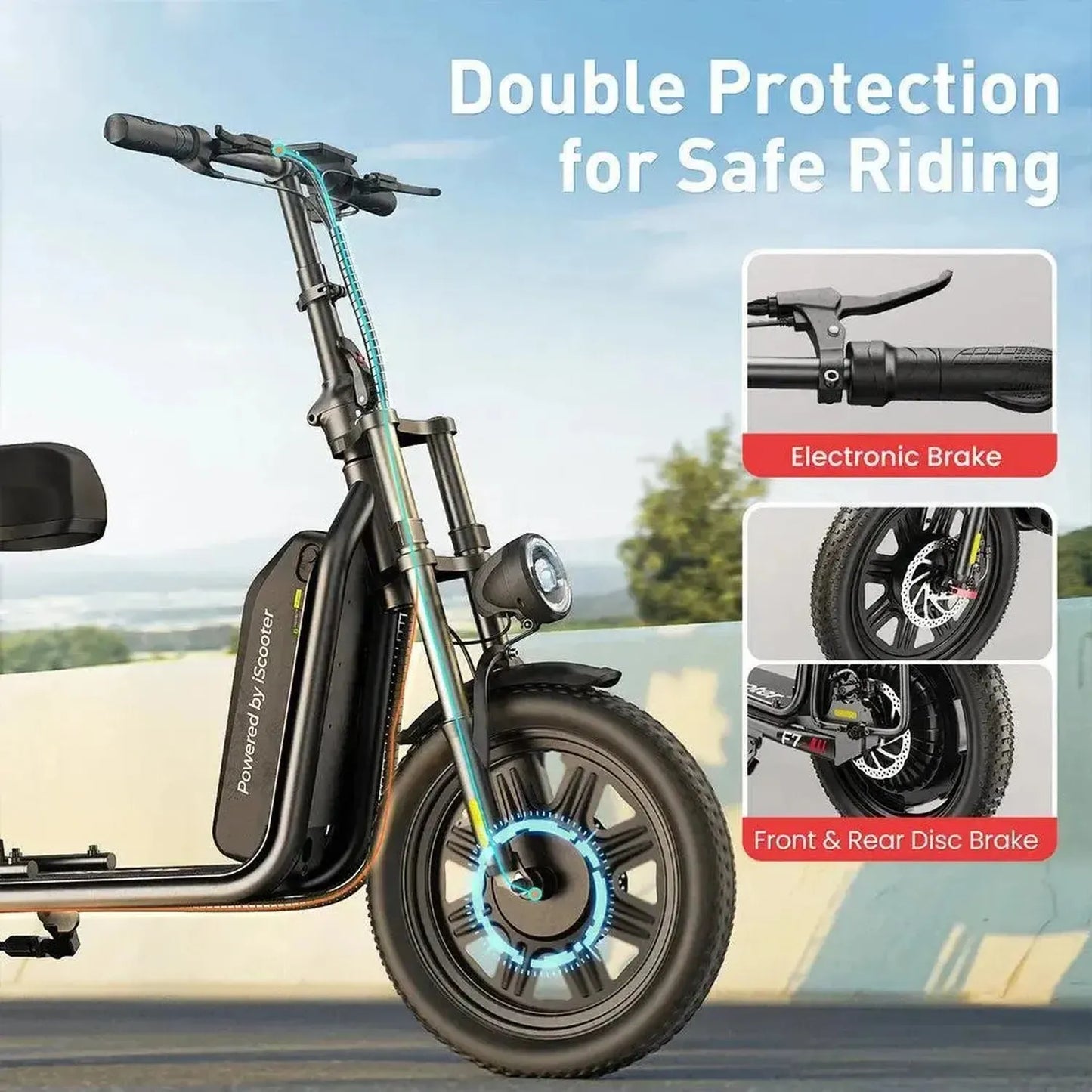 ISCOOTER F7 Electric Scooter with Seat