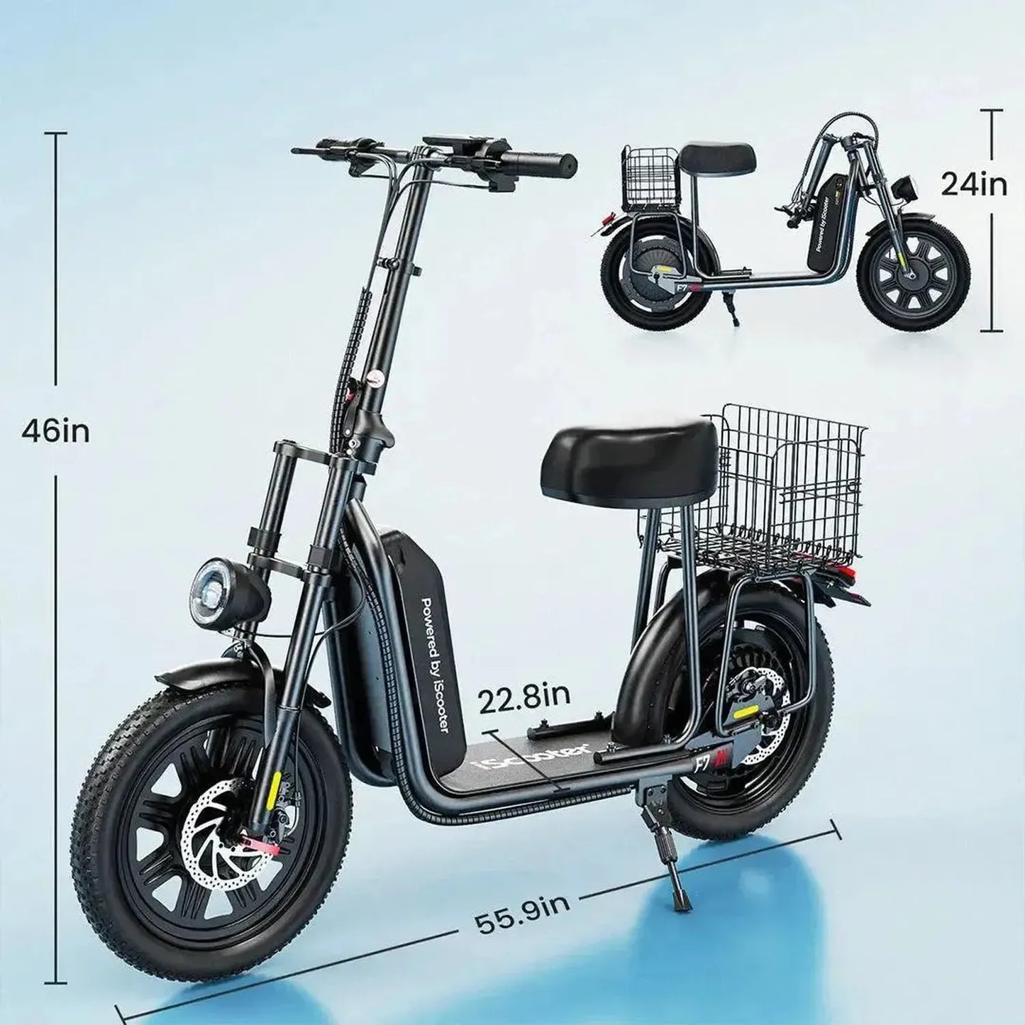 ISCOOTER F7 Electric Scooter with Seat